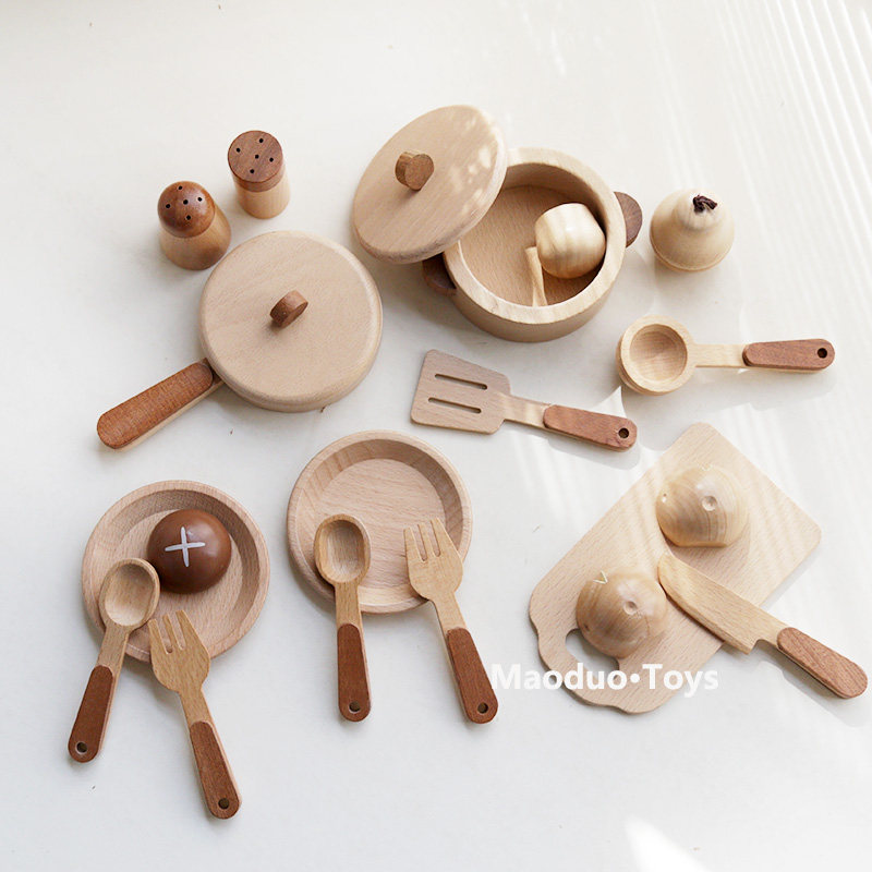 Woodworking Kids Toys - مجموعة ألعاب مطبخ خشبية للأطفال من