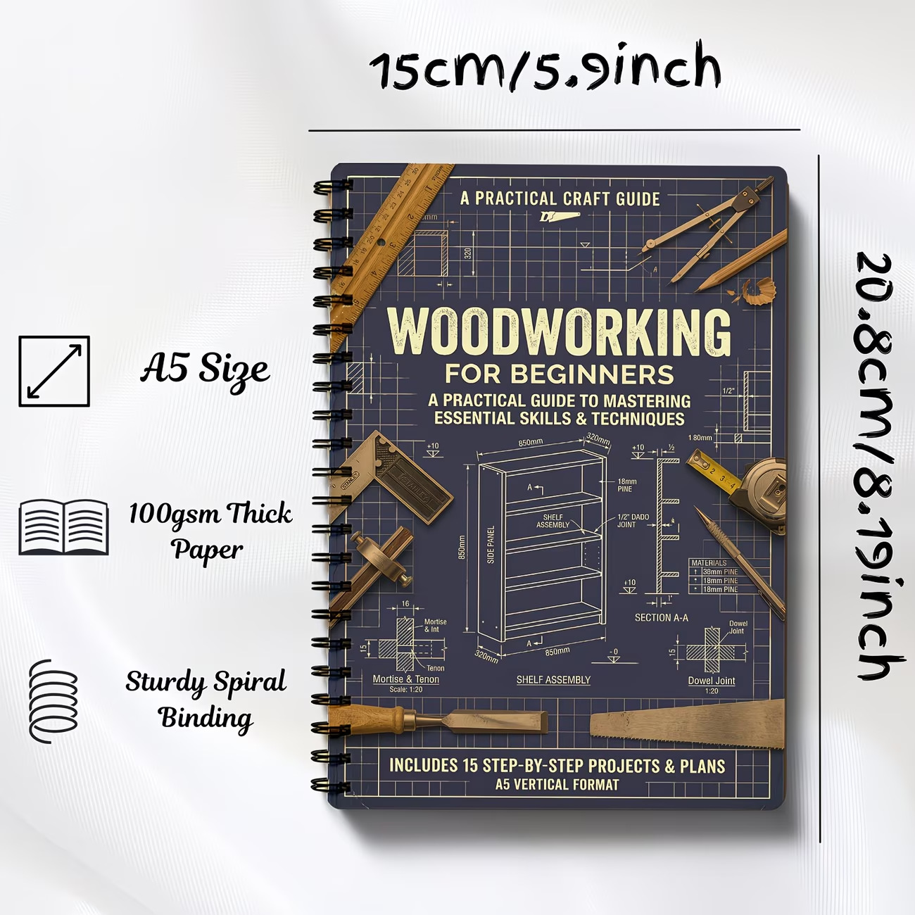 دفتر ملاحظات خشبي متين بتصميم  - مراجعة Woodworking Book وسعره