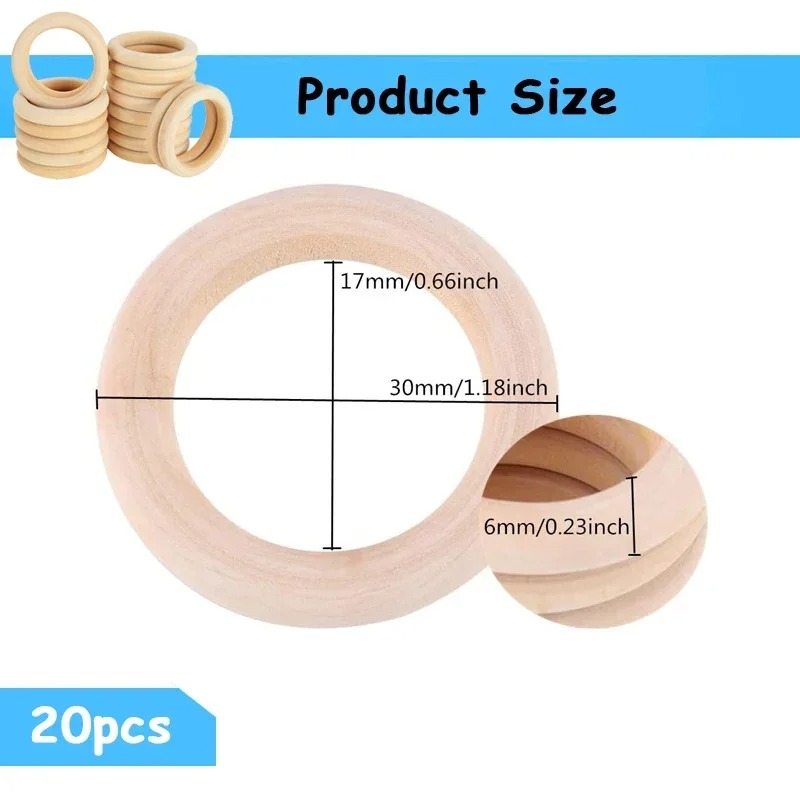 20 قطعة حلقات خشبية طبيعية غير - مراجعة Woodworking Joint Types وسعره